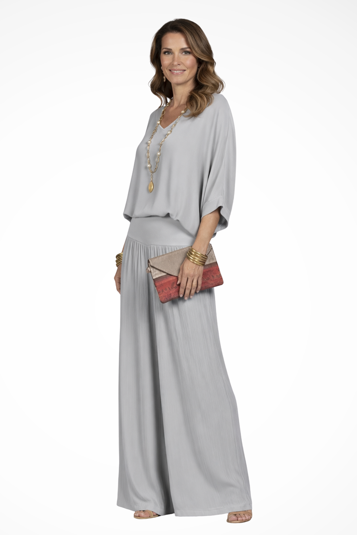 Calyra | Women's Elegant Two Piece Top and Wide Leg Trousers Set