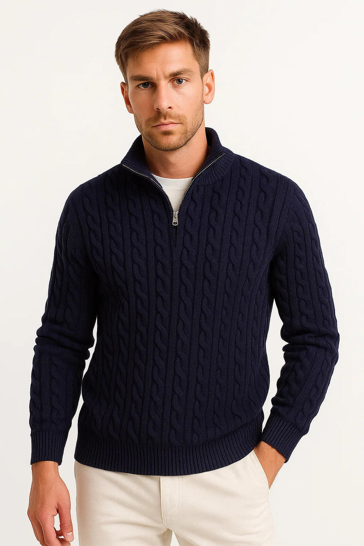 Tavix | Men's Half Zip Cable Knit Sweater