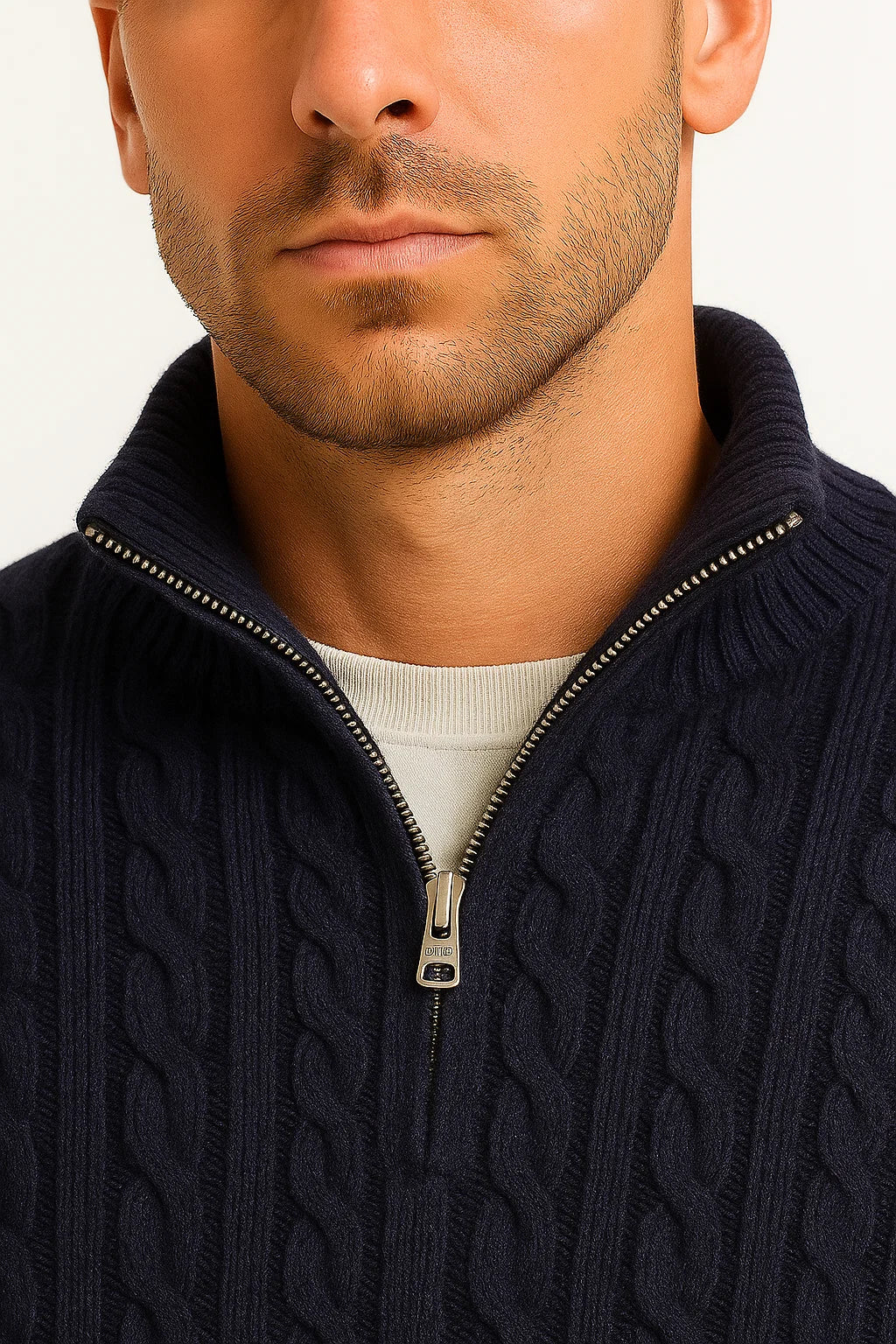 Tavix | Men's Half Zip Cable Knit Sweater