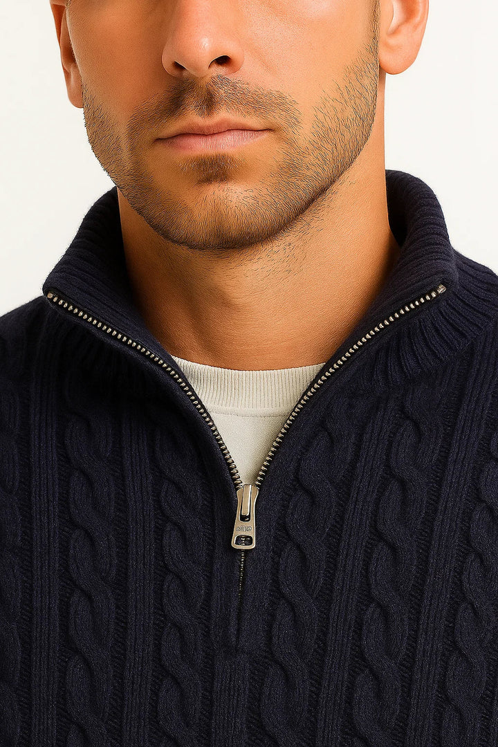 Tavix | Men's Half Zip Cable Knit Sweater