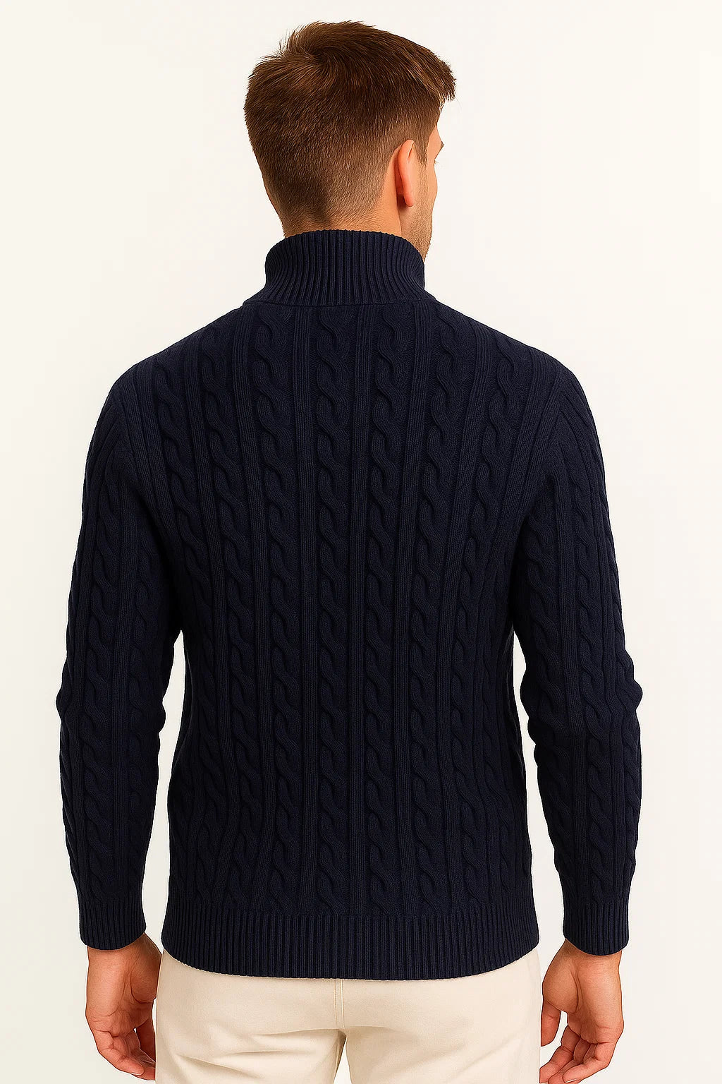 Tavix | Men's Half Zip Cable Knit Sweater