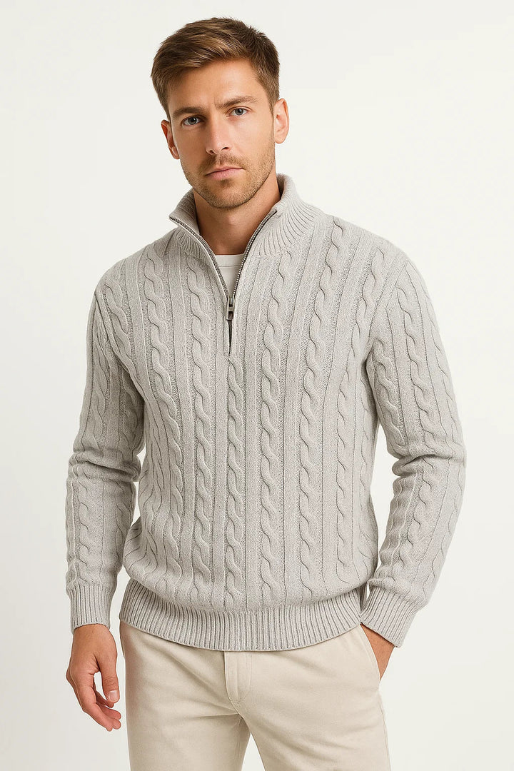 Tavix | Men's Half Zip Cable Knit Sweater