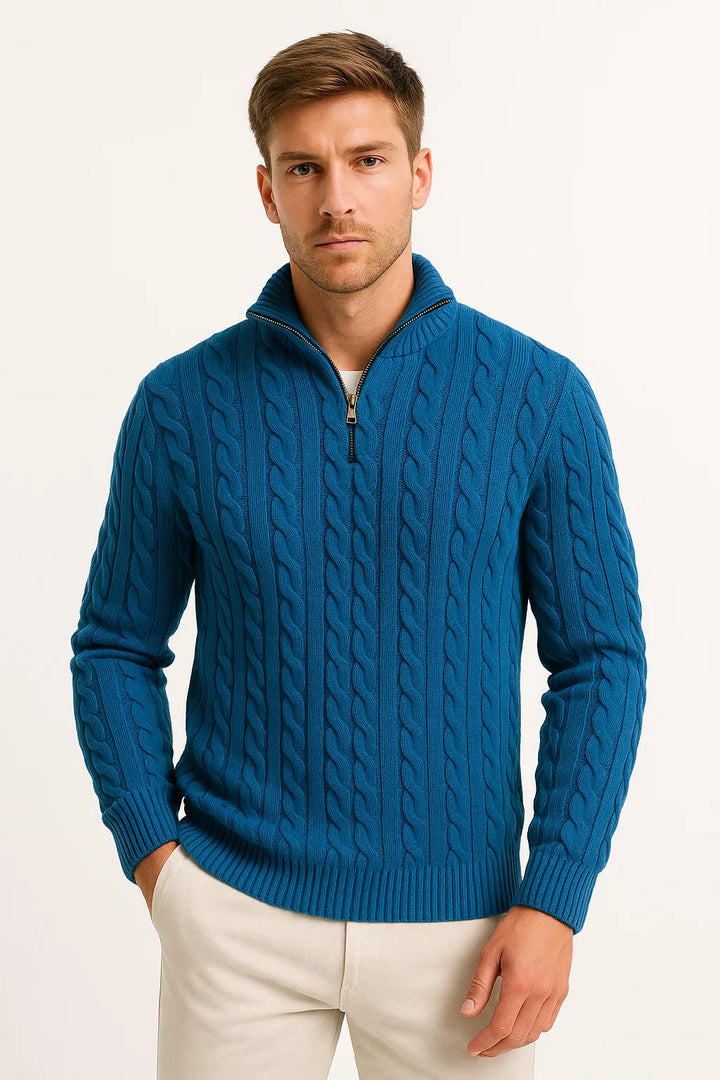 Tavix | Men's Half Zip Cable Knit Sweater