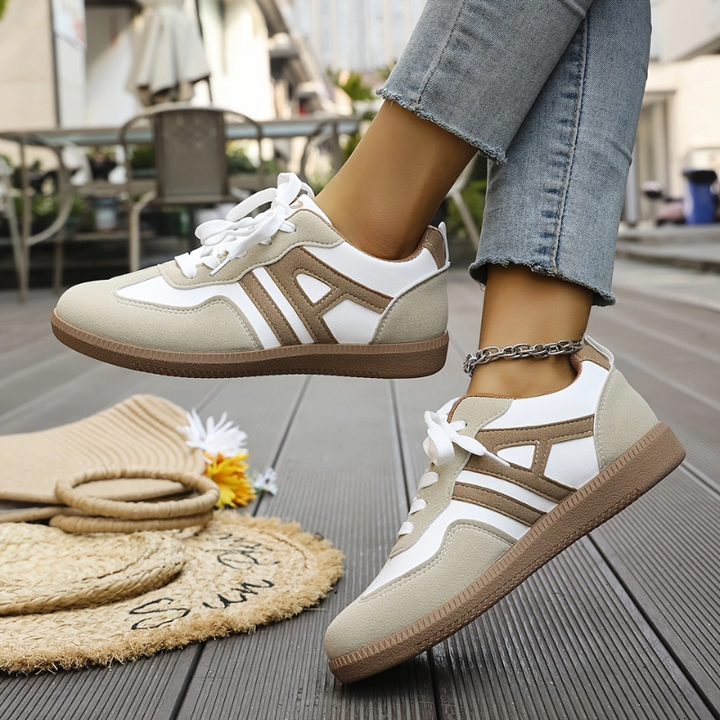 Cecily | Women's Retro Panel Lace-Up Flat Sneakers