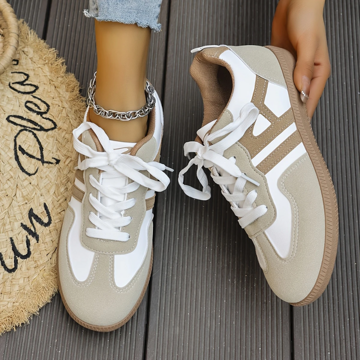 Cecily | Women's Retro Panel Lace-Up Flat Sneakers