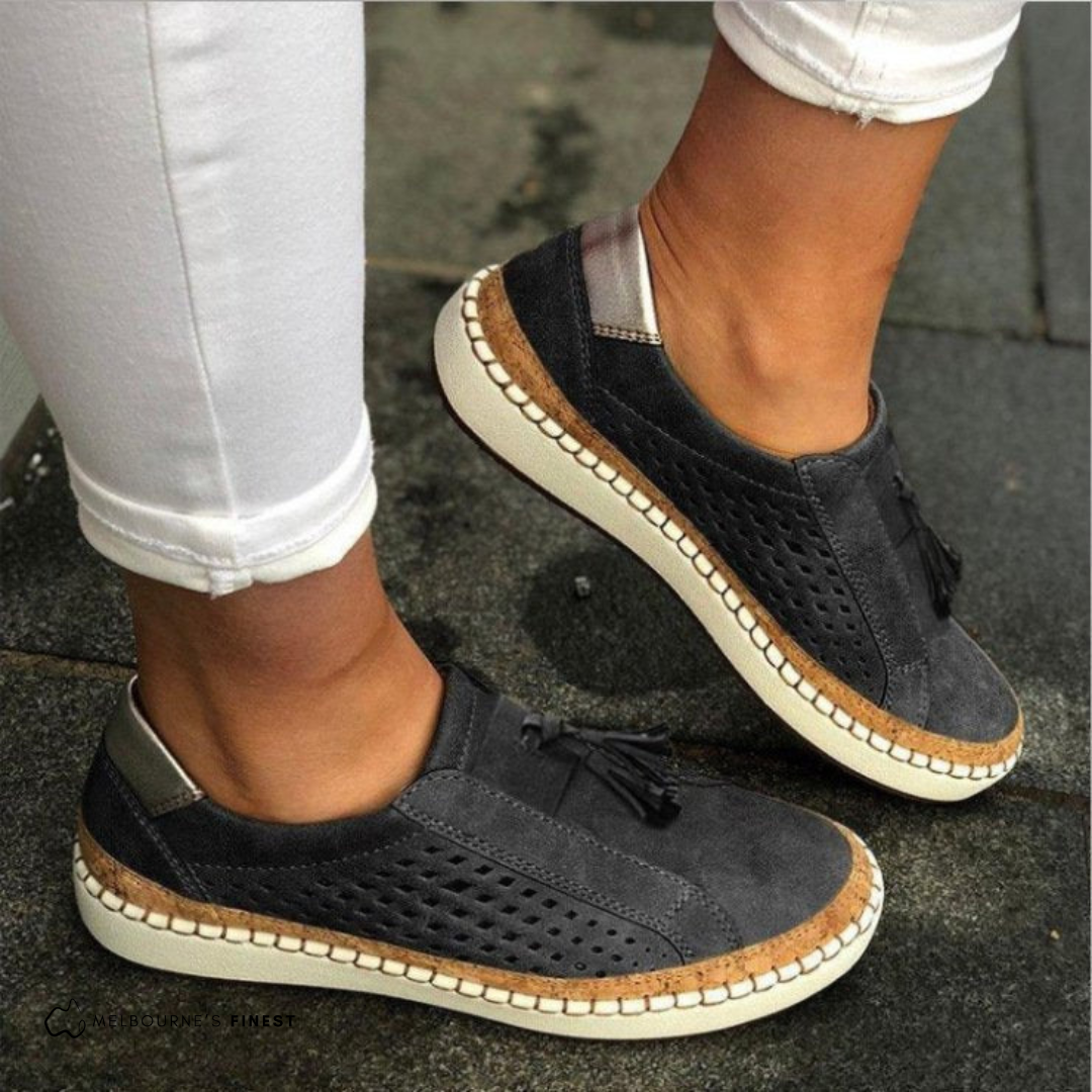 Calanthe | Women's Perforated Tassel Slip-On Sneakers
