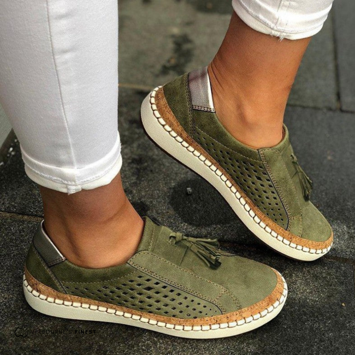 Calanthe | Women's Perforated Tassel Slip-On Sneakers