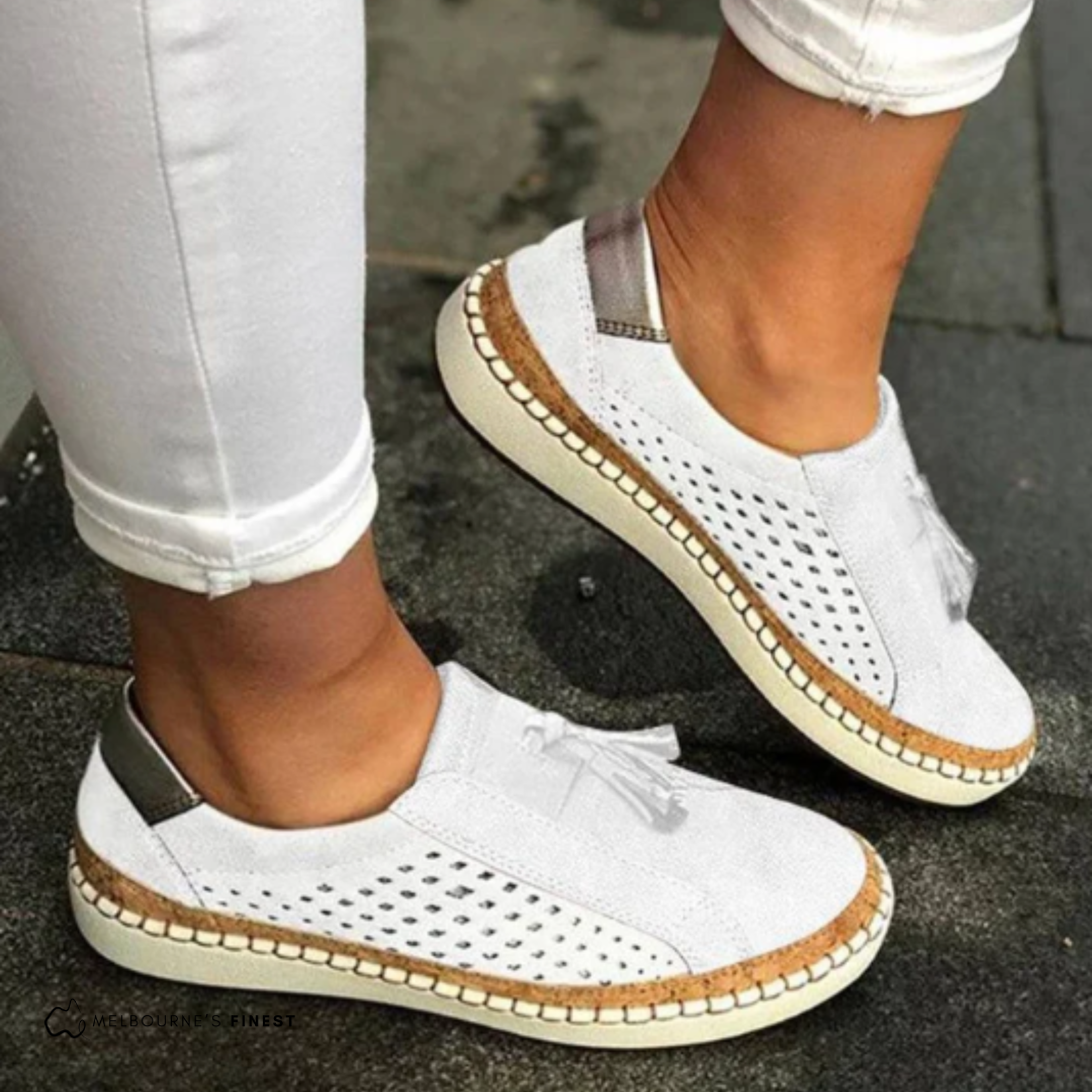 Calanthe | Women's Perforated Tassel Slip-On Sneakers