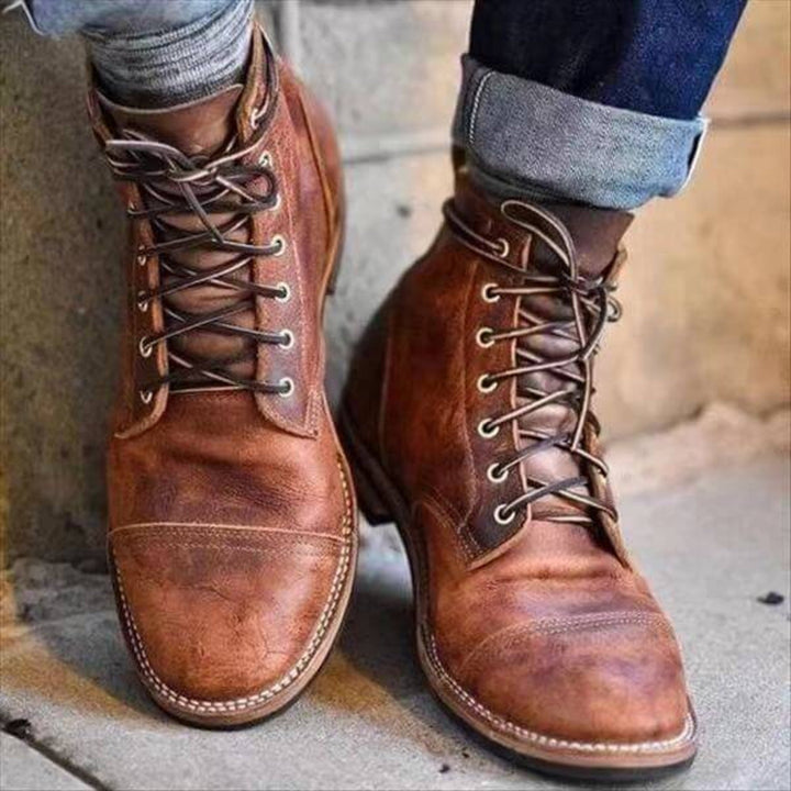 Lioric | Men's Retro Lace-Up Ankle Boots
