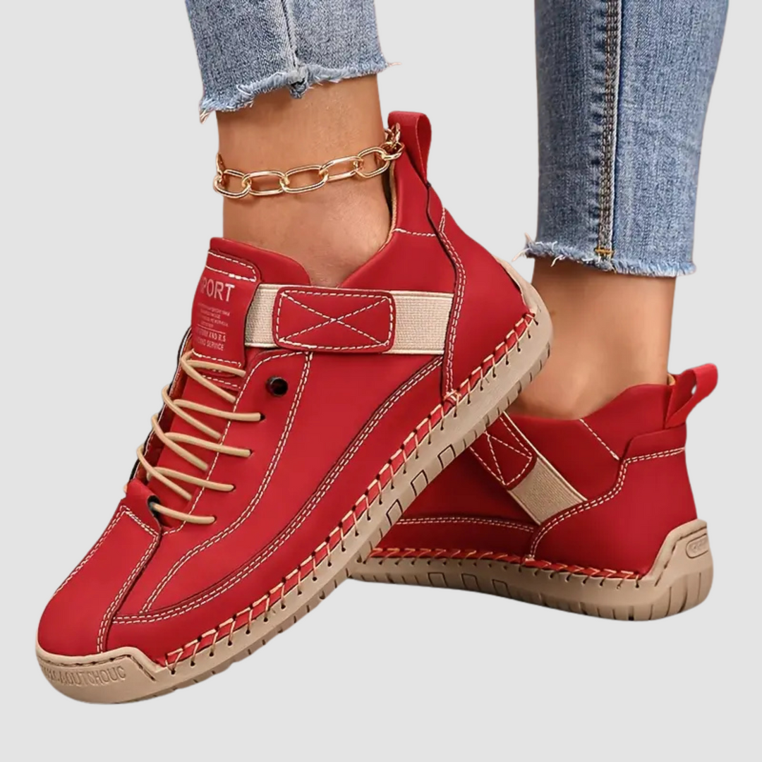 Fenella | Women's Contrast Stitch Lace-Up Casual Sneakers