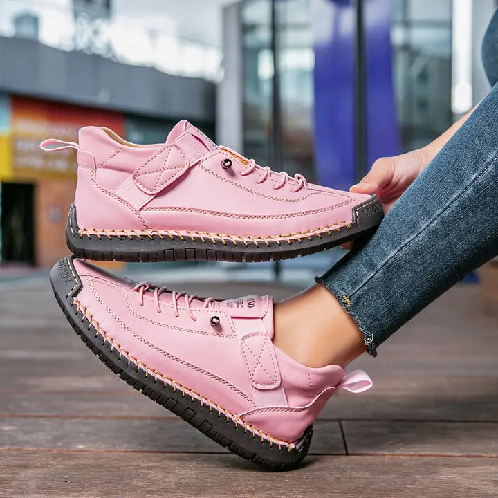 Fenella | Women's Contrast Stitch Lace-Up Casual Sneakers