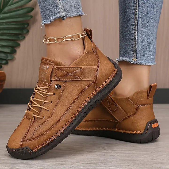 Fenella | Women's Contrast Stitch Lace-Up Casual Sneakers