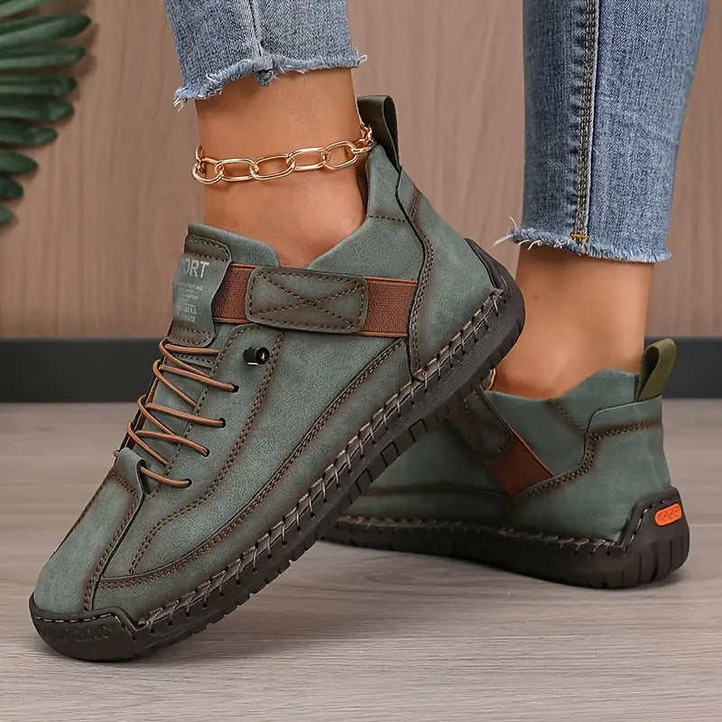 Fenella | Women's Contrast Stitch Lace-Up Casual Sneakers