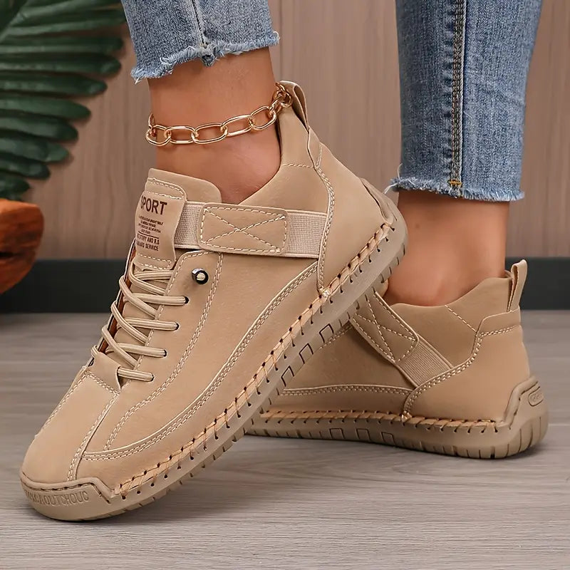 Fenella | Women's Contrast Stitch Lace-Up Casual Sneakers