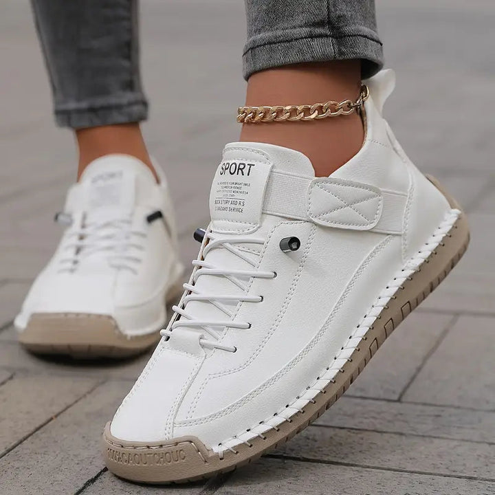 Fenella | Women's Contrast Stitch Lace-Up Casual Sneakers