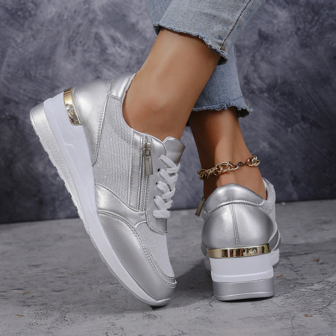 Arminel | Women's Panelled Lace-Up Wedge Trainers