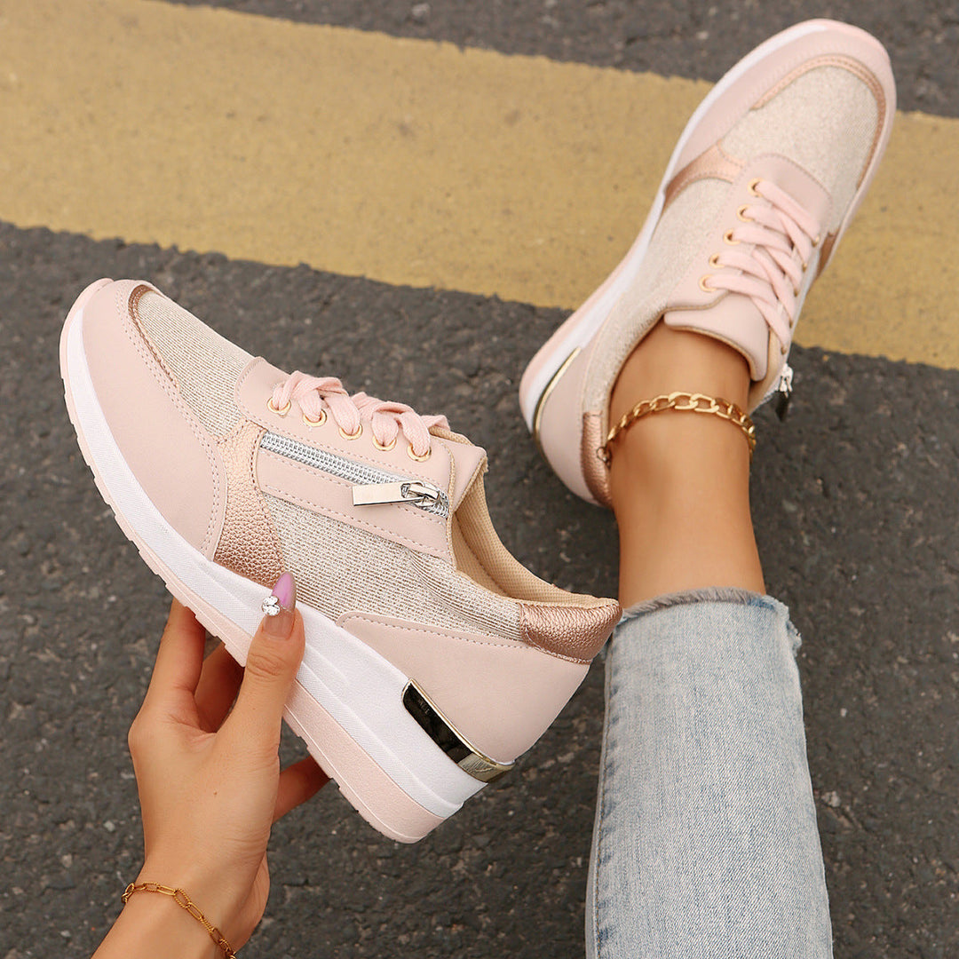 Arminel | Women's Panelled Lace-Up Wedge Trainers