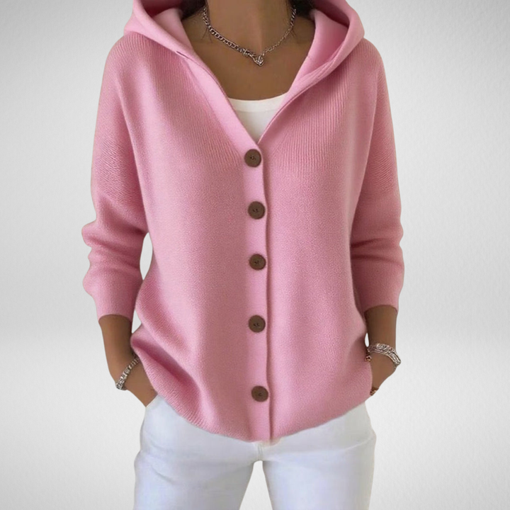 Allegra | Women's Elegant Hooded Button-Up Cardigan