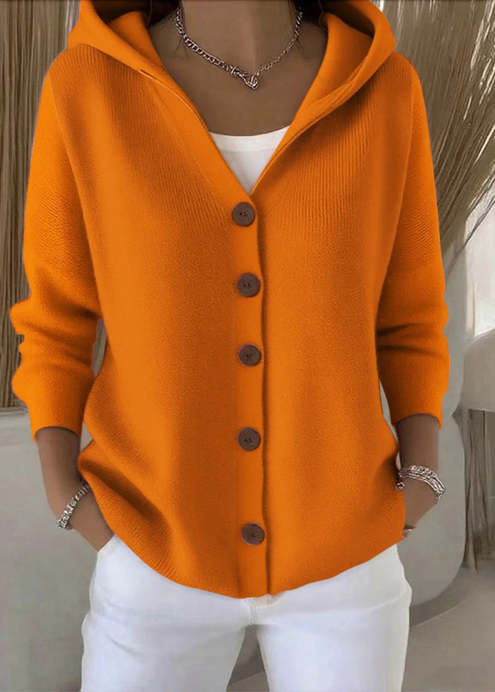 Allegra | Women's Elegant Hooded Button-Up Cardigan