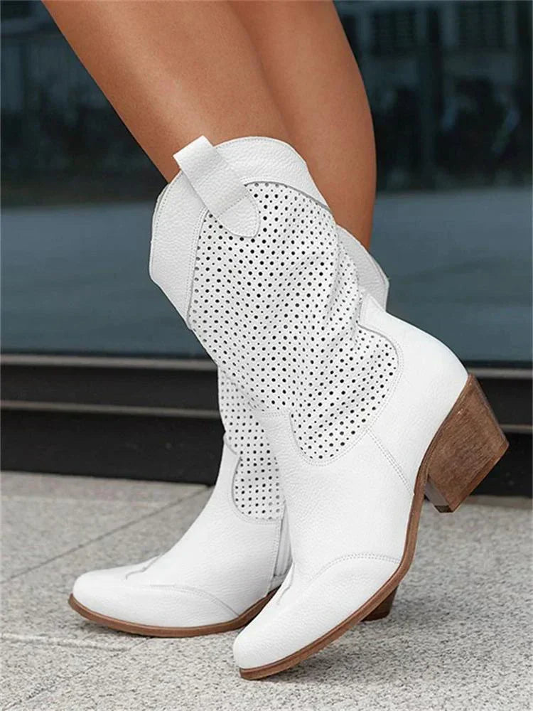Tirelle | Women's Perforated Cowboy Calf Boots