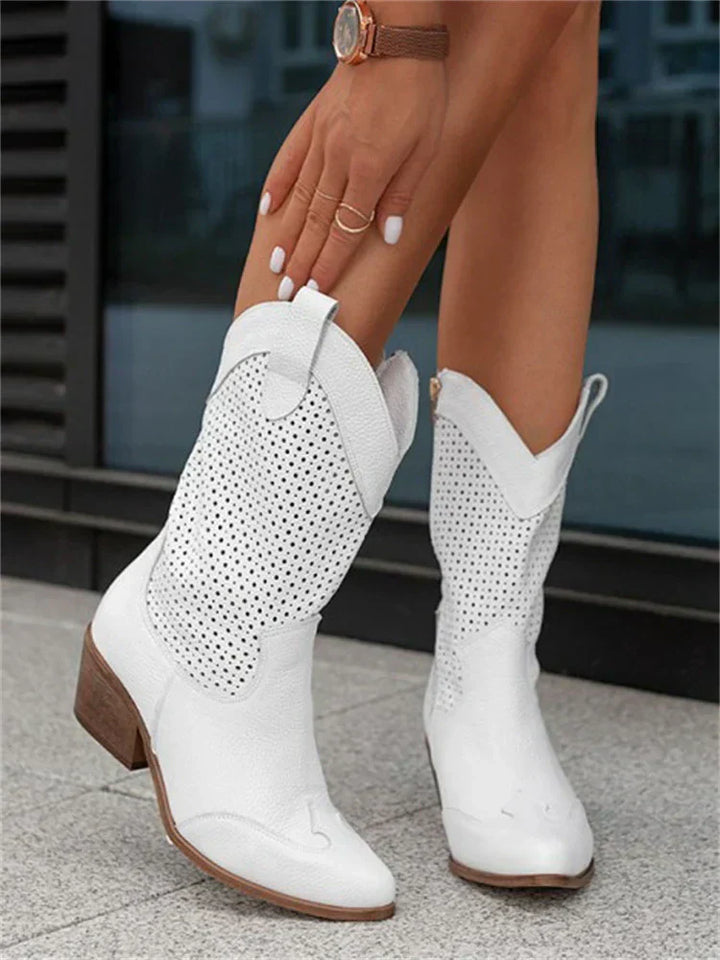 Tirelle | Women's Perforated Cowboy Calf Boots