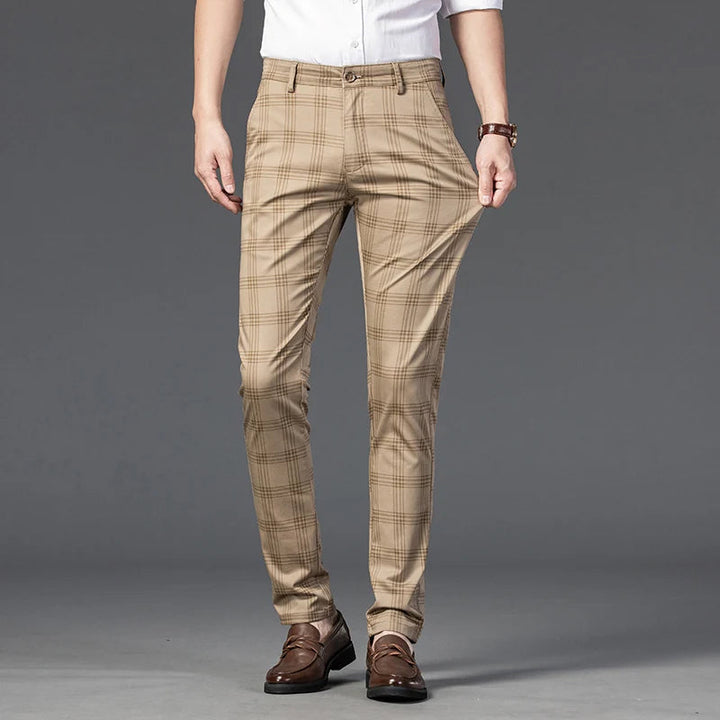 Bentley | Men's Plaid Slim Fit Trousers