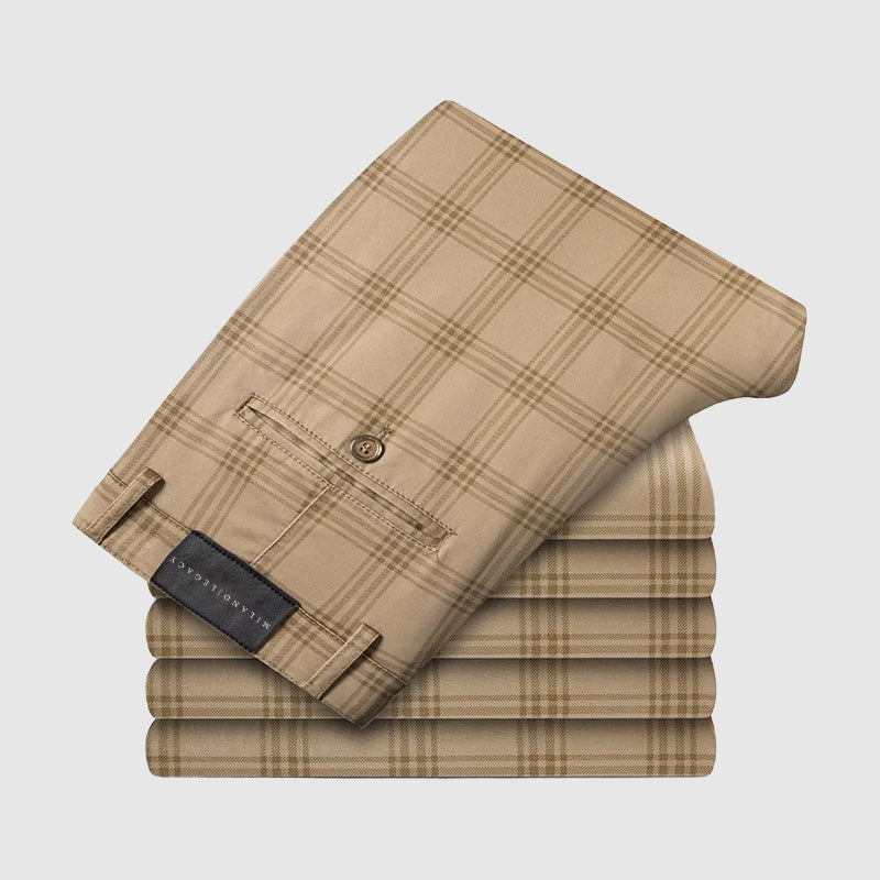 Bentley | Men's Plaid Slim Fit Trousers