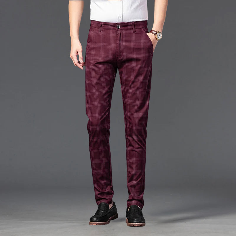 Bentley | Men's Plaid Slim Fit Trousers