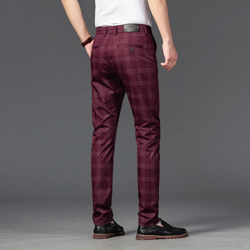 Bentley | Men's Plaid Slim Fit Trousers