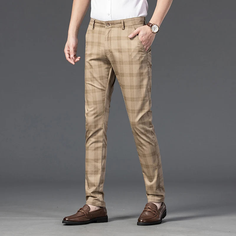 Bentley | Men's Plaid Slim Fit Trousers