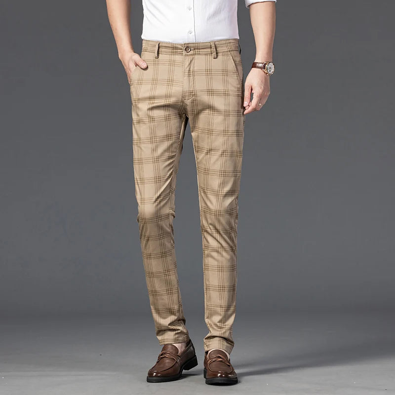 Bentley | Men's Plaid Slim Fit Trousers