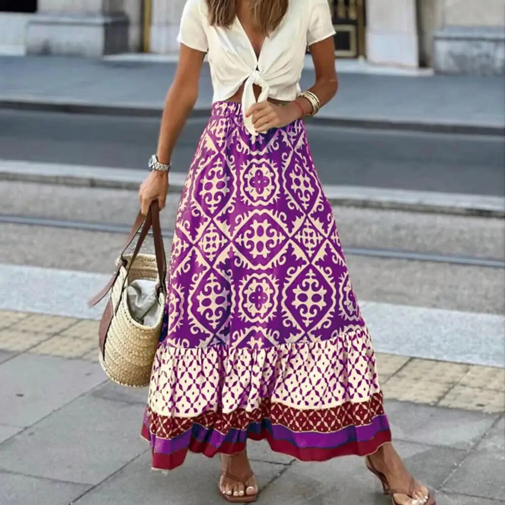 Vanelle | Women's Printed Boho Summer Maxi Skirt
