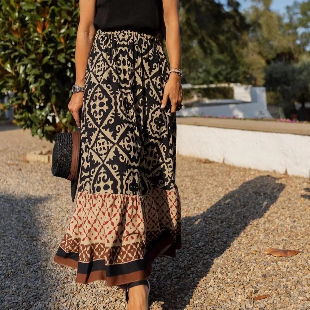 Vanelle | Women's Printed Boho Summer Maxi Skirt