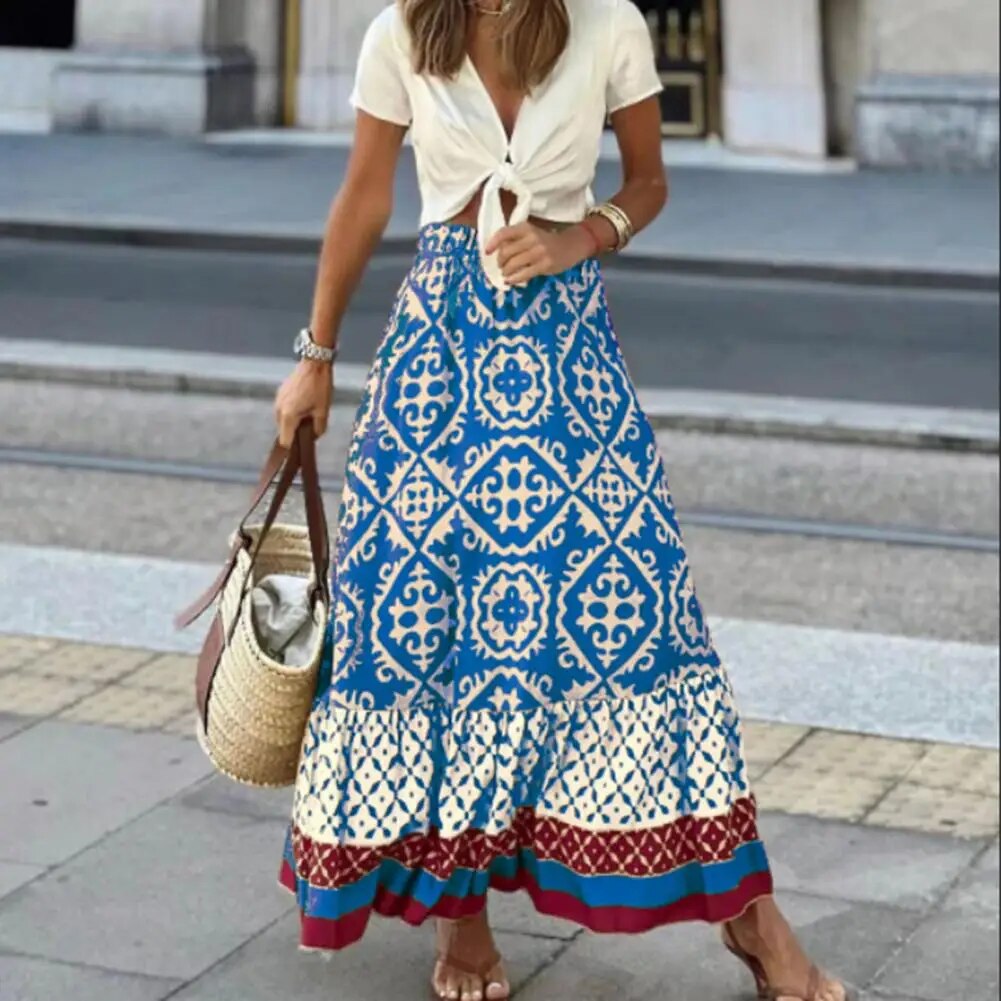 Vanelle | Women's Printed Boho Summer Maxi Skirt