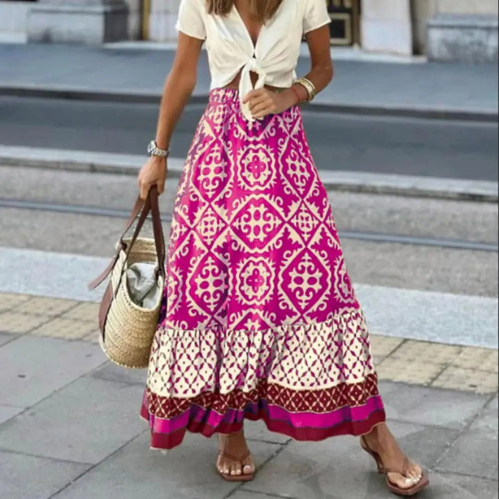 Vanelle | Women's Printed Boho Summer Maxi Skirt