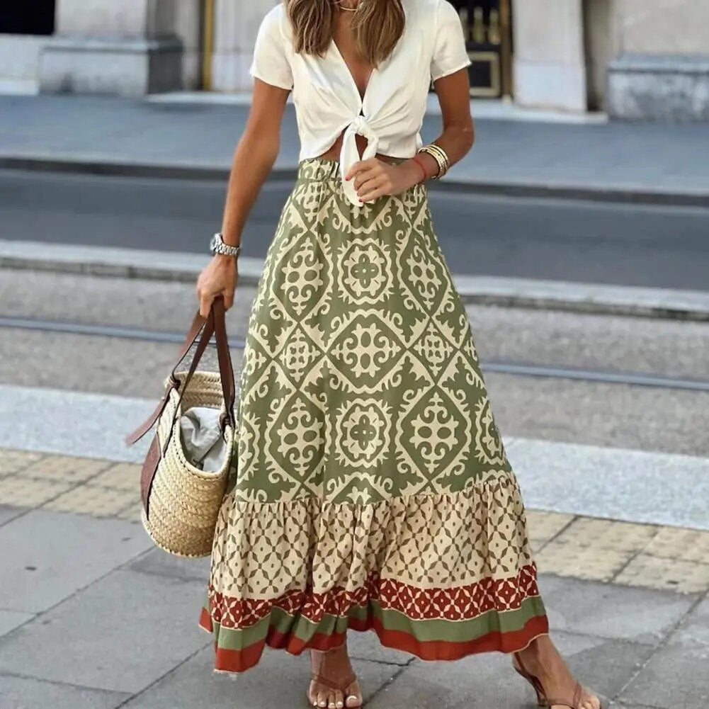 Vanelle | Women's Printed Boho Summer Maxi Skirt