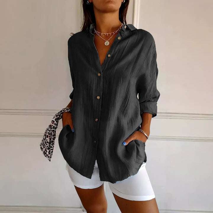 Brinton | Women's Chic Pleated Button-Up Shirt