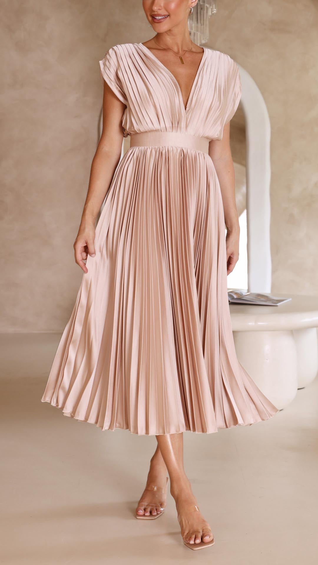 Kingsley | Women's Pleated Maxi Wedding Guest Dress
