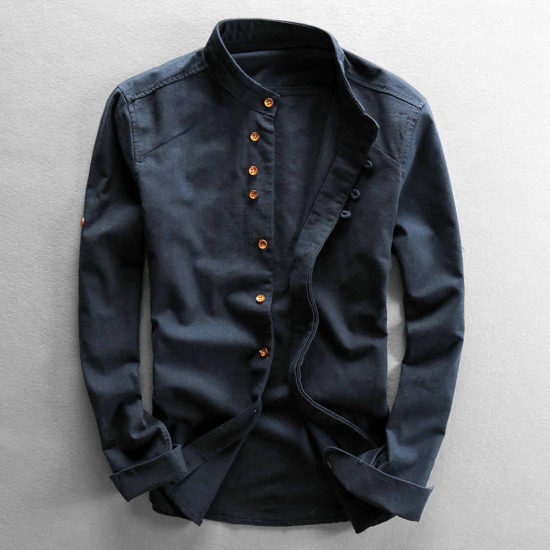 Ashton | Men's Mandarin Collar Linen Shirt