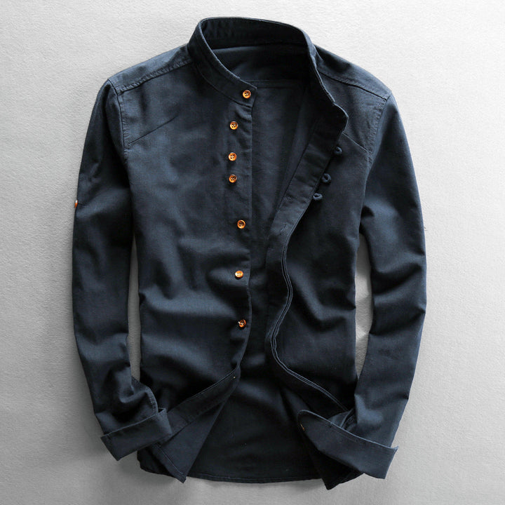 Ashton | Men's Mandarin Collar Linen Shirt