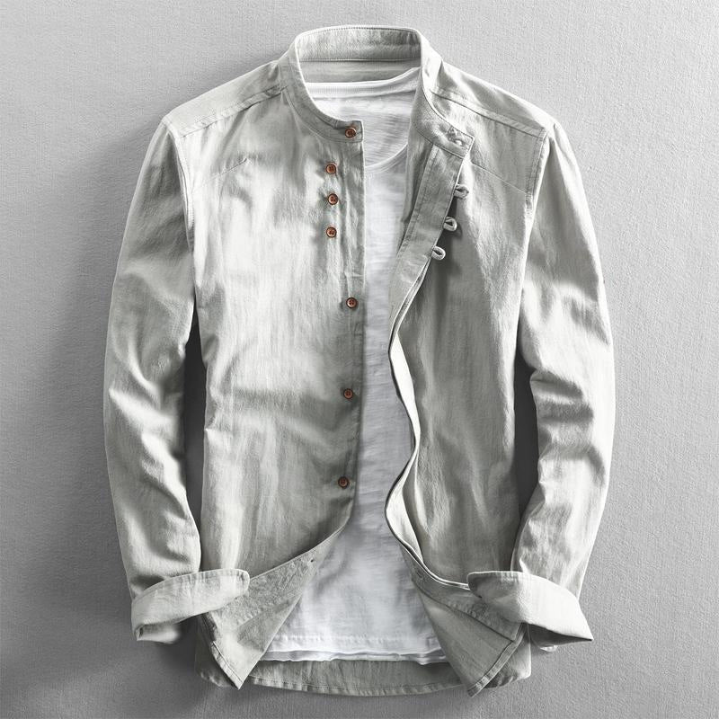 Ashton | Men's Mandarin Collar Linen Shirt