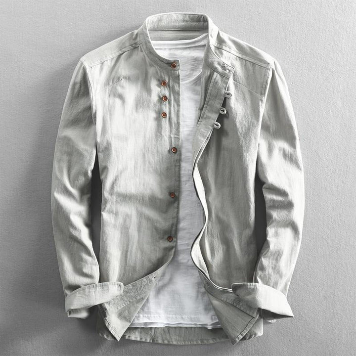 Ashton | Men's Mandarin Collar Linen Shirt