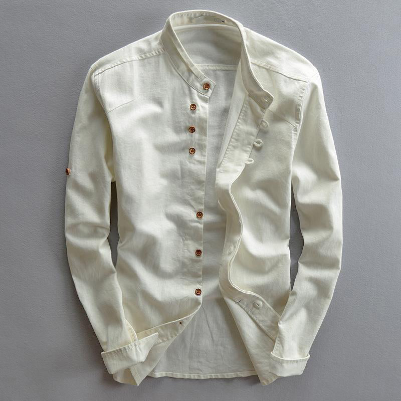Ashton | Men's Mandarin Collar Linen Shirt