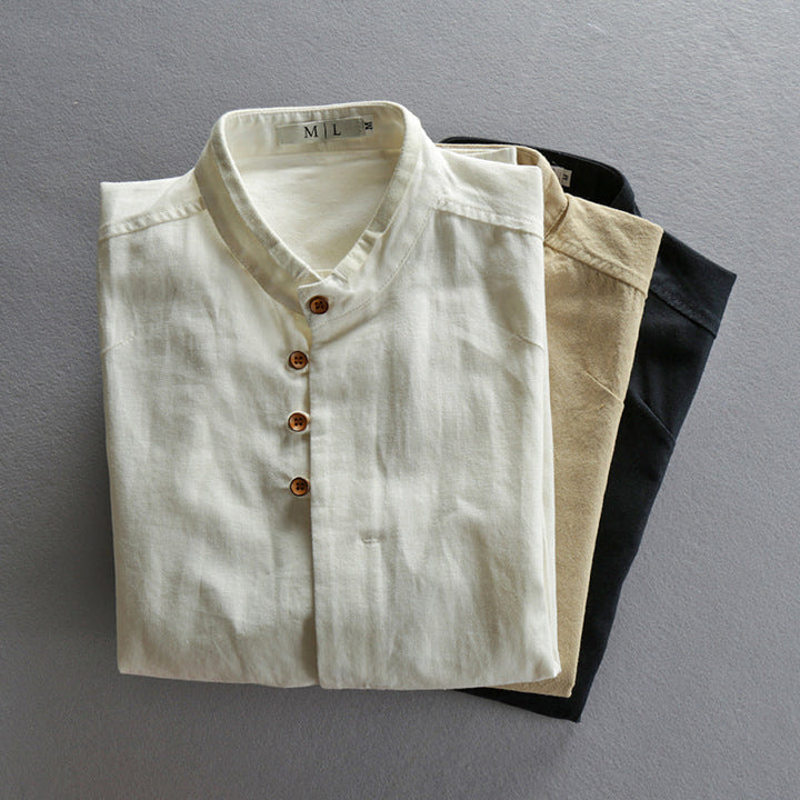 Ashton | Men's Mandarin Collar Linen Shirt