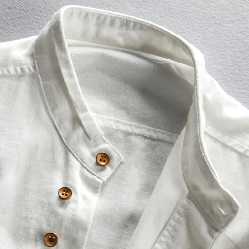 Ashton | Men's Mandarin Collar Linen Shirt