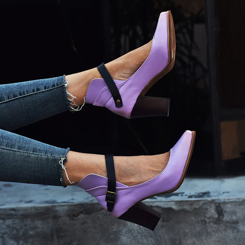 Edith | Women's Strap Block Heel Pumps