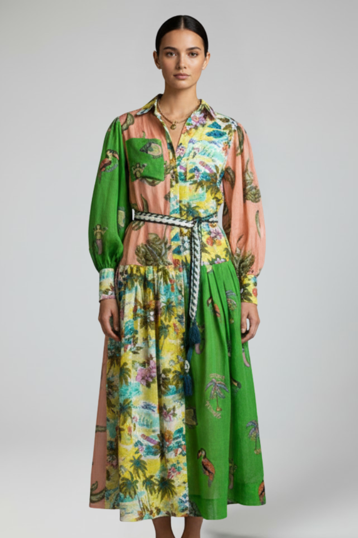 Zarya | Women's Printed V-Neck Maxi Dress