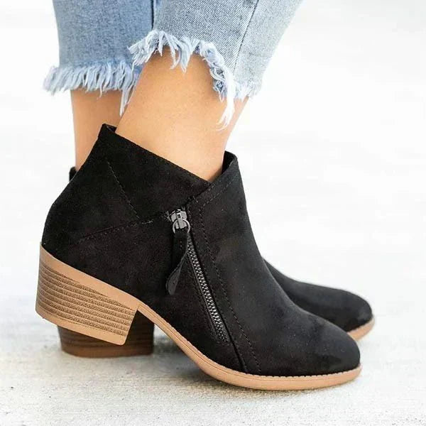 Maude | Women's Zip Low Heel Ankle Boots
