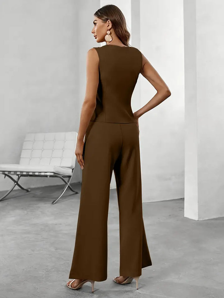Harmonia | Women's Sleeveless Vest and Wide Leg Trousers Set