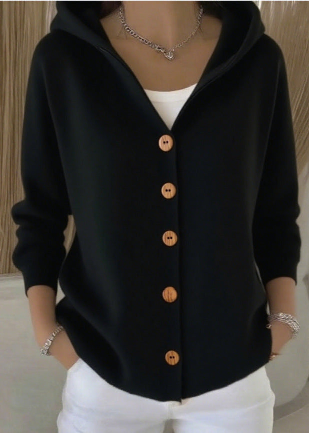 Allegra | Women's Elegant Hooded Button-Up Cardigan